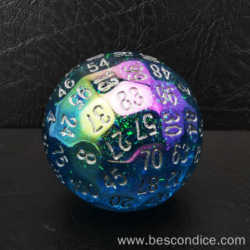 Bescon Plating 100 Sided Dice, Game Dice D100, Polyhedral Solid 100 Sides Dice 45MM in Diameter (1.8inch)